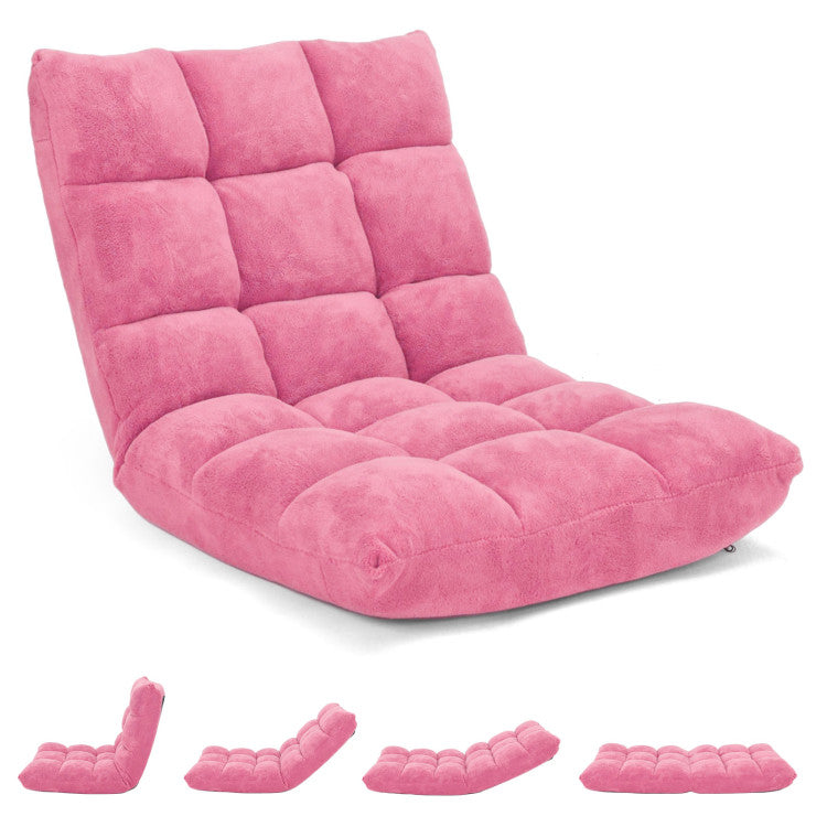Soft Pink — Full Padded — Adjustable Floor Chair — 14-Positions for Full Comfort!