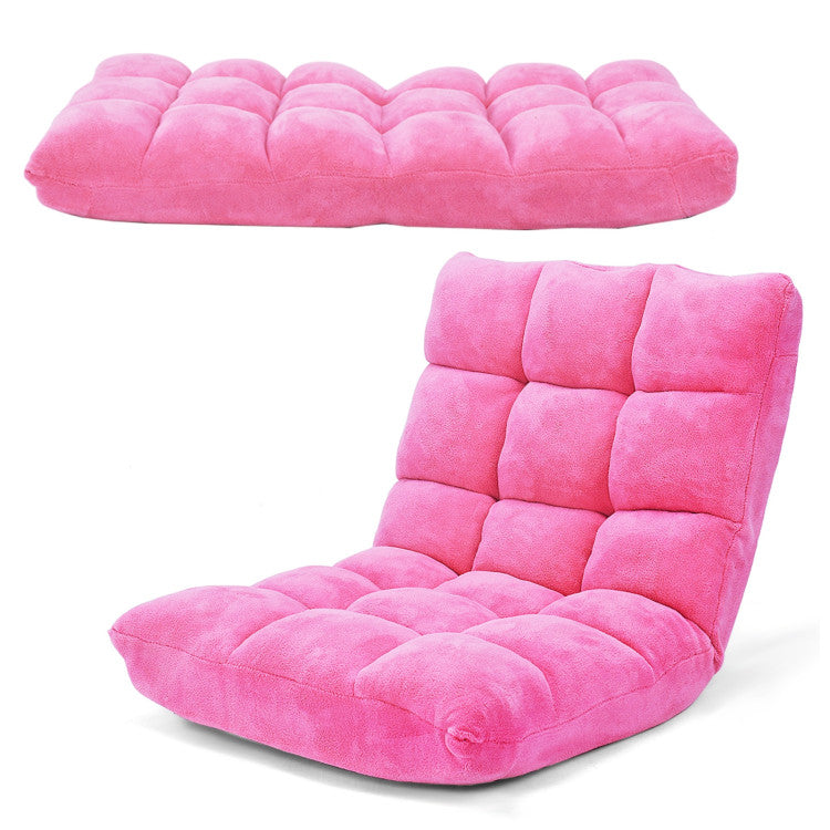 Soft Pink — Full Padded — Adjustable Floor Chair — 14-Positions for Full Comfort!