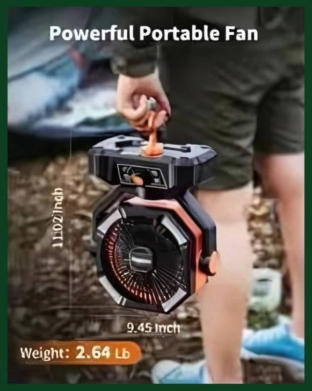 Portable Powerful Indoor – Outdoor Fan with LED Lantern! It's an 8 Speed With USB Recharge & Bluetooth Controlled! See the Video!