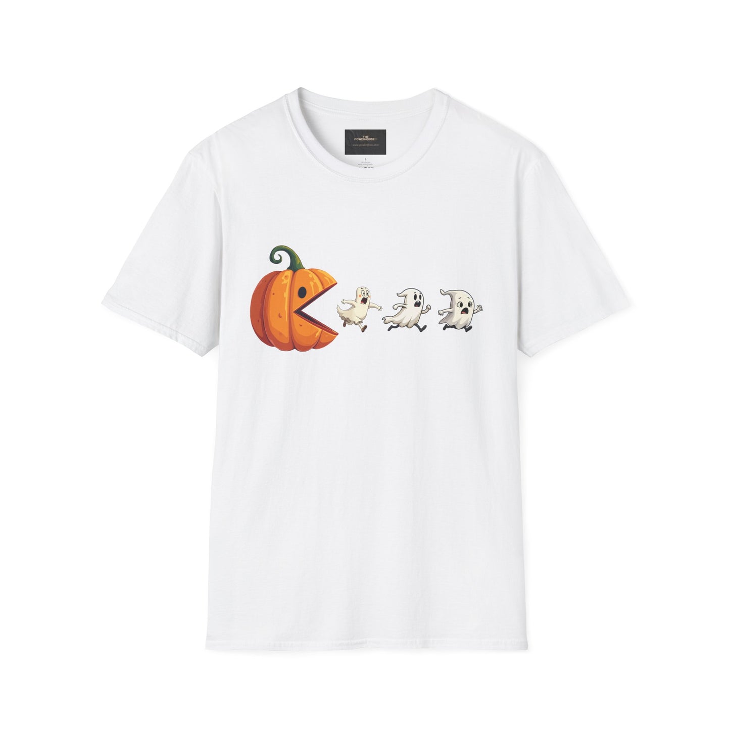Funny "Pac-Man" Pumpkin & Ghost Halloween Tee | 2-Sided Print