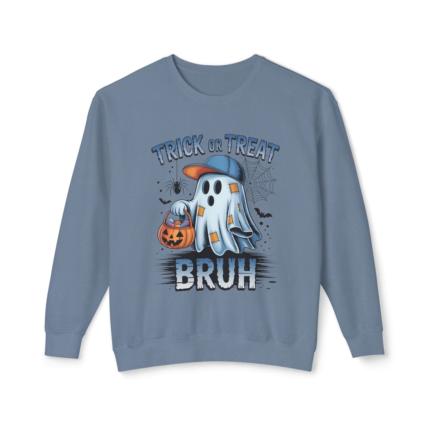 "Trick or Treat Bruh" Funny Ghost Halloween Sweatshirt