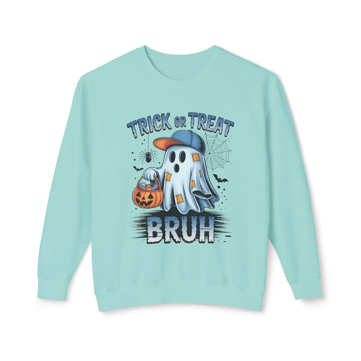 "Trick or Treat Bruh" Funny Ghost Halloween Sweatshirt
