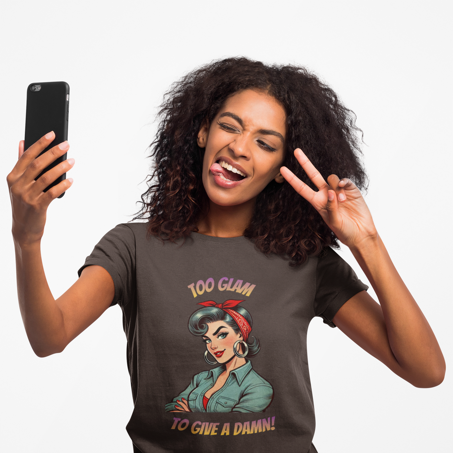 Too Glam To Give A Damn | Rosie the Riveter Style T-Shirt | Retro Pin-Up Graphic Tee