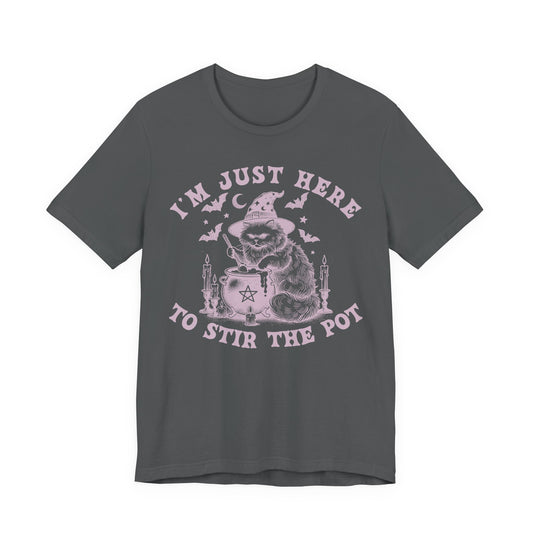 "Stir the Pot" Witchy Poo Cat T-Shirt | Sarcastic & Aesthetic Goth Tee