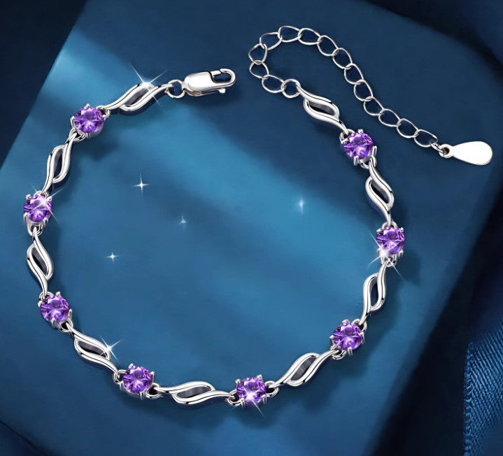 Radiant Amethyst Tennis Bracelet – Sterling Silver Elegance for Every Occasion