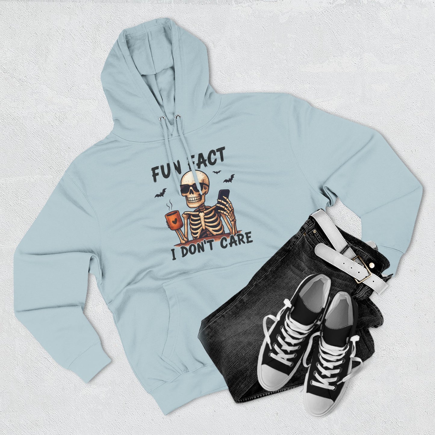 "Fun Fact I Don't Care" Skeleton Hoodie | Sarcastic & Spooky