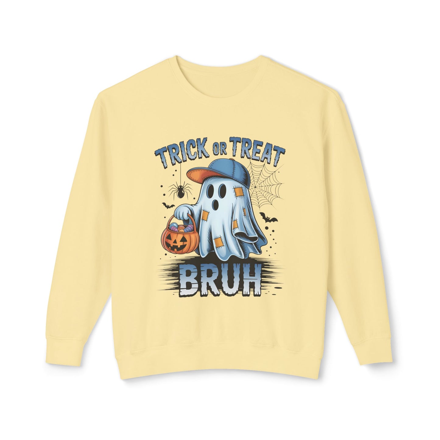 "Trick or Treat Bruh" Funny Ghost Halloween Sweatshirt