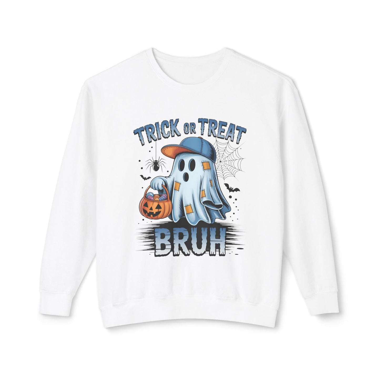 "Trick or Treat Bruh" Funny Ghost Halloween Sweatshirt