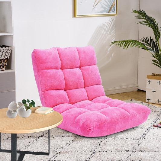 Soft Pink — Full Padded — Adjustable Floor Chair — 14-Positions for Full Comfort!