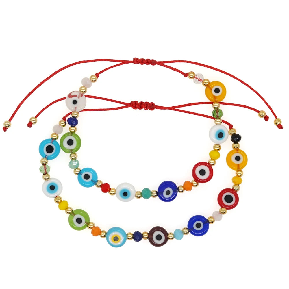 Go2boho Colorful Eye Bead Bracelet- Stylish Rainbow Crystal Beads for Women | Perfect Boho Friendship Gift