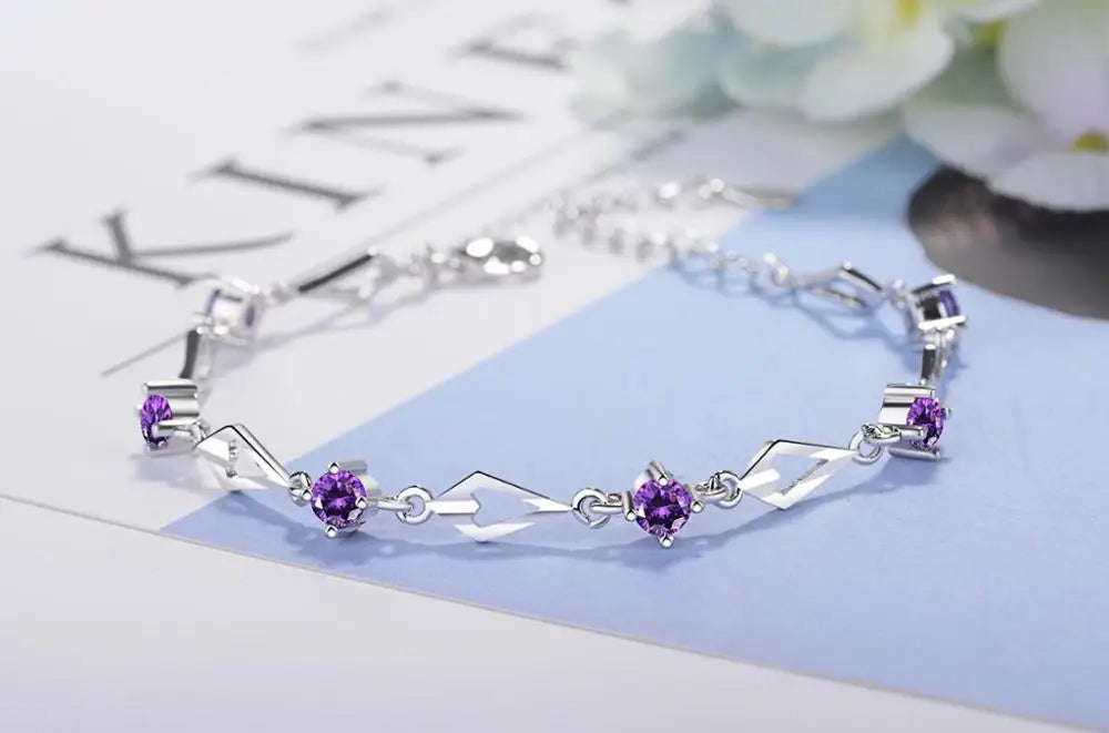 Radiant Amethyst Tennis Bracelet – Sterling Silver Elegance for Every Occasion