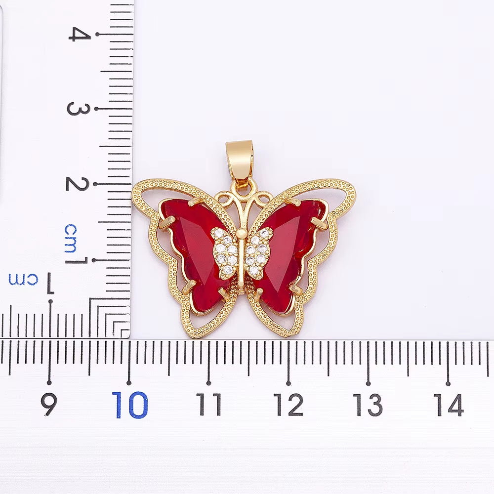 Austrian Crystal Zircon Butterfly Pendant Necklace for Women - 10 Color Options, Elegant Animal Jewelry Gift